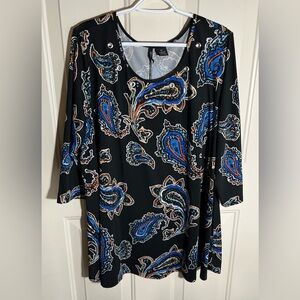 Black and Blue Paisley top size 2X